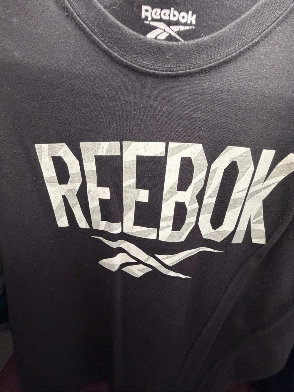 Reebok Black T-Shirt with White Logo Print